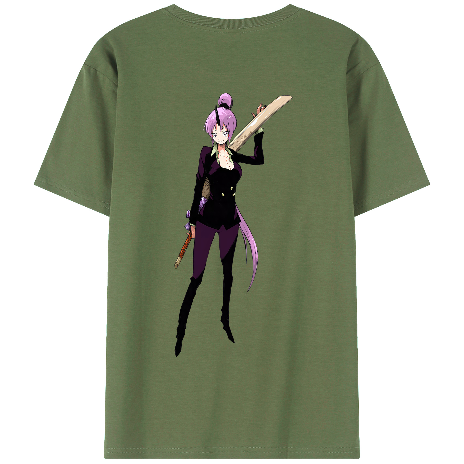 （画像用） 転スラ Regarding Reincarnated to Slime 綿100％ メンズ半袖Tシャツ（バックプリント） 通気性